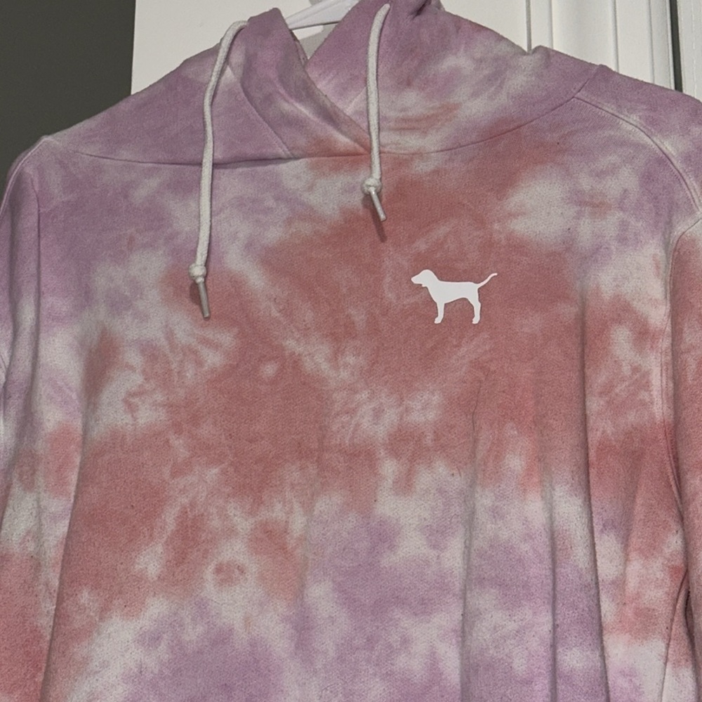 VS Pink Crossover Tie Dye Pink Hoodie - Picture 7 of 12